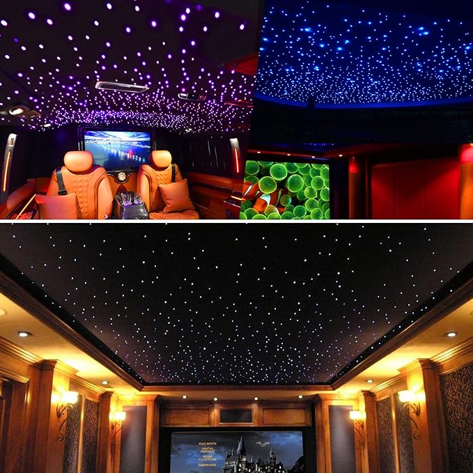 CHINLY 32W Twinkle 1600pcs 13.1ft 0.03in Fiber Optic Lights Starlight Headliner kit, Music Mode Bluetooth APP Control Remote, RGBW Star roof Lights for Star Headliner/Home Theater/Pool Ceiling
