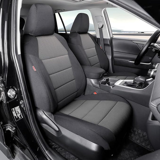 coverdream 2026 Rav4 Seat Covers Custom Fit for 2026 Toyota Rav4 Hybrid (LE,XLE Premium) SUV,Full Set Polyester Car Seat Protector Black & Grey