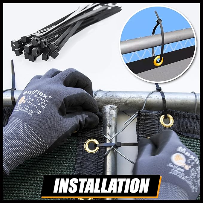 Royal Shade Custom Size 6' x 196' Black Fence Privacy Screen Windscreen Cover Netting Mesh Fabric Cloth - Cable Zip Ties Included (We Make Custom Size)
