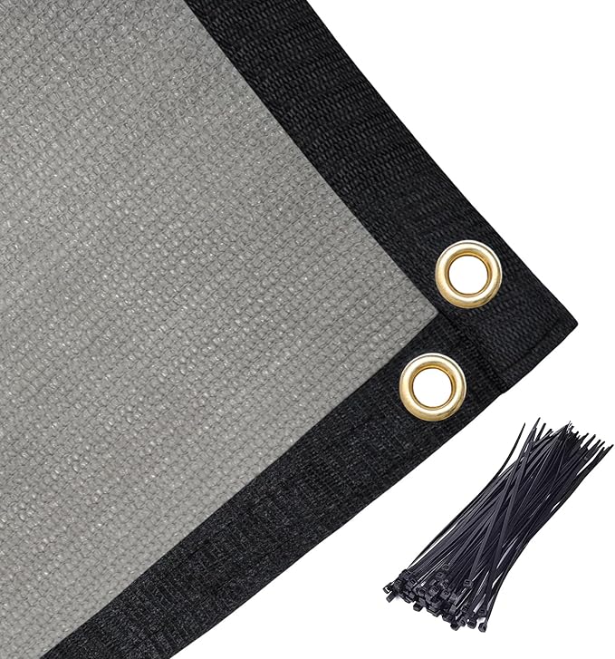 Amagenix 90% Shade Fabric 11'X 14' Gray Sun Shade Cloth with Grommets for Pergola Replacement Shade Cover Canopy, Heavy Duty, Cable Zip Ties Included (We Customized)