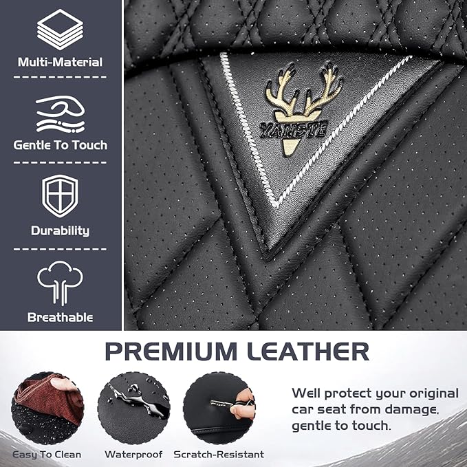 Truck Seat Covers for Ram 3500 2009-2026, Waterproof Premium Leather Full Coverage Car Seat Cover, Muscle Sport Style Auto Interior Seat Cover Sets (Front Set/Black Red)