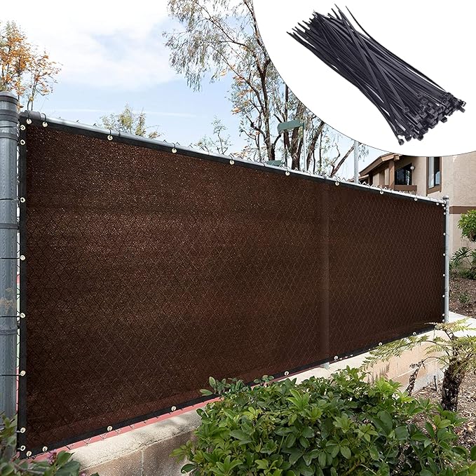 Royal Shade Custom Size 6' x 200' Brown Fence Privacy Screen Windscreen Cover Netting Mesh Fabric Cloth - Cable Zip Ties Included (We Make Custom Size)