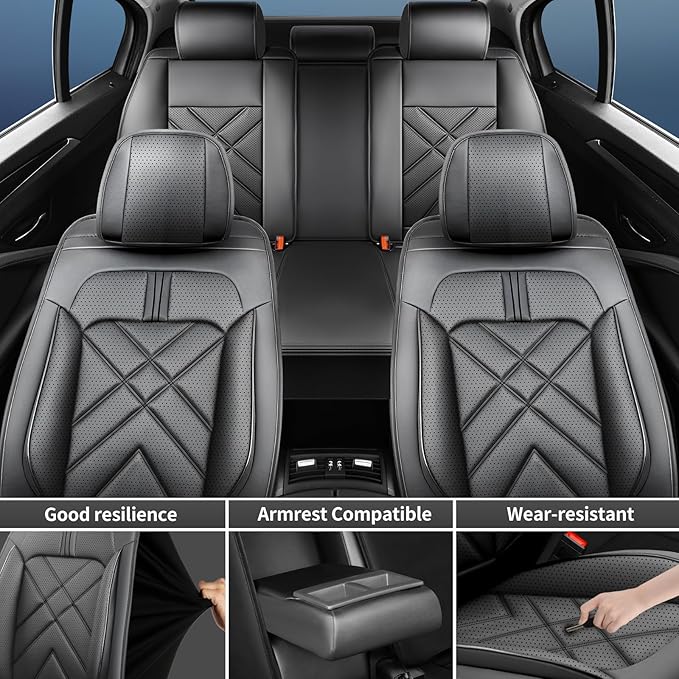 CX-30 Car Seat Covers Fit for Mazda CX-30 2020-2026, Full Coverage Premium Leather Waterproof Breathable Seat Covers, Automotive Seat Protectors, Airbag Compatible(Full Set Seats, Black & Red)