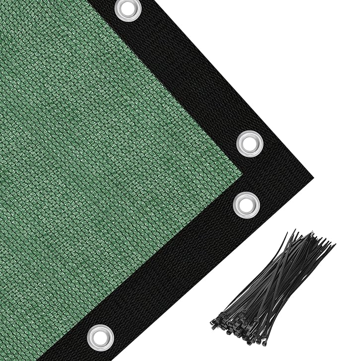 Amagenix 90% Pergola Shade Cover 4' X 4' Sun Shade Cloth with Grommets for Outdoor Garden Patio Porch, Commercial Grade 200 GSM - Cable Zip Ties Included (We Customized) GN108, Green