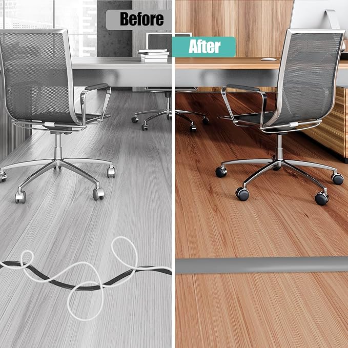 Floor Cord Cover Self Adhesive Cord Hider, 10FT Cable Management, Extension