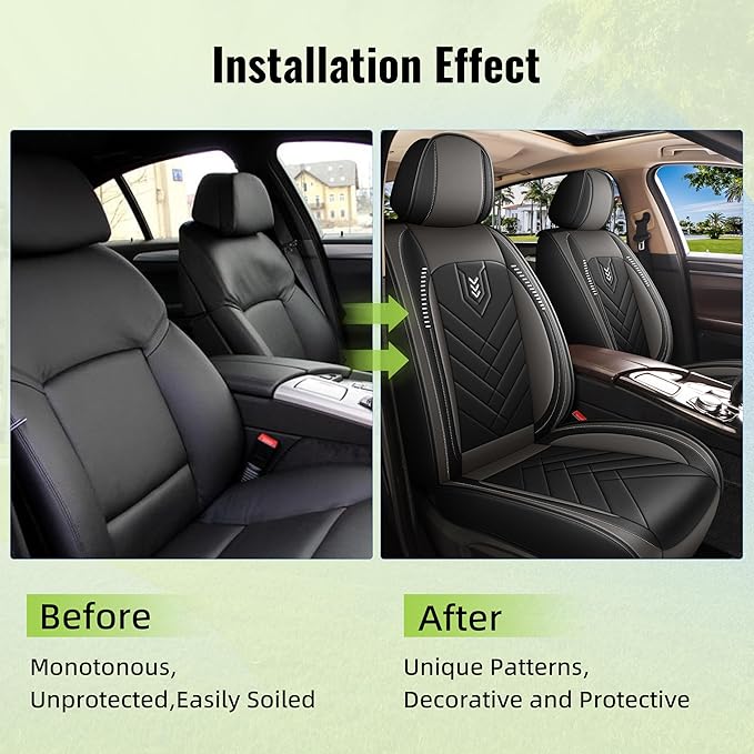 AOMSAZTO Universal Front Seat Covers for Chevrolet Chevy Trax Colorado Equinox Malibu Silverado Tahoe Traverse Suburban Cruze Blazer Trailblazer Fits for All Chevy Cars Sedan Truck SUV - Black&Grey