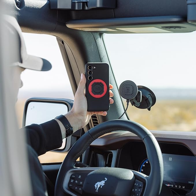 Quad Lock Heavy Duty Suction Car Phone Mount with MAG Phone Case and MAG Wireless Charging Head for iPhone 13 mini