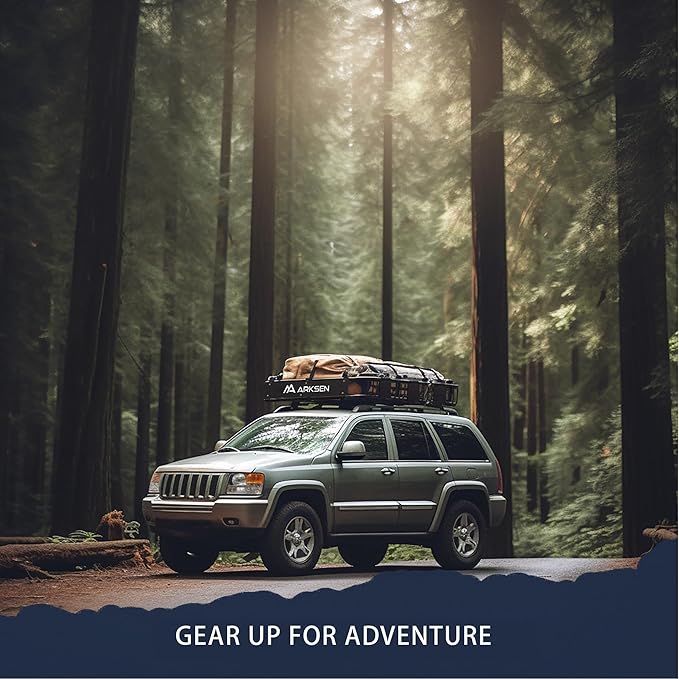 ARKSEN 84" x 39" x 6" Roof Rack Basket with Extension, 2 Cargo Net & Ratchet Straps, 150 lb Heavy-Duty Steel Cargo Carrier, Fits Crossbars up to 1.38" Thick, for SUV & Pickup Truck