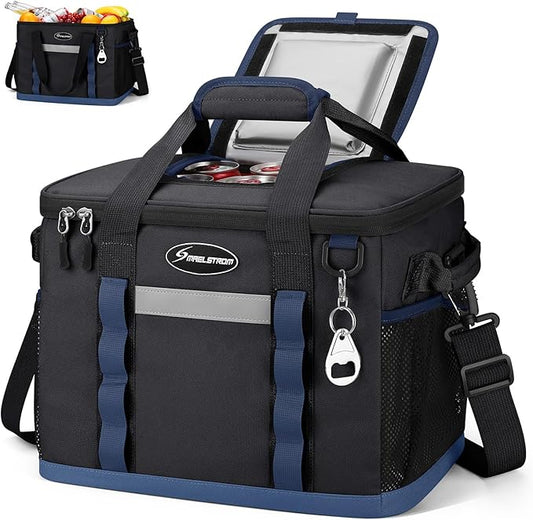 Maelstrom Collapsible Soft Cooler Bag,35/55/75 Cans Beach Cooler with Flip Top Lid, Ice Chest, Leakproof & Portable for Beach, Camping, Road Trips & Grocery Shopping