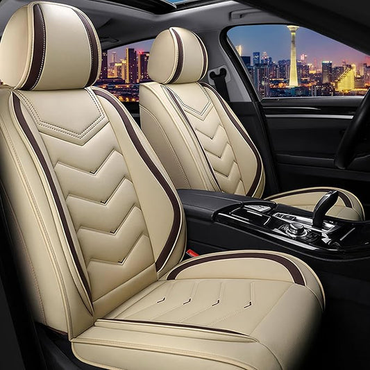 CTDS Car Seat Covers for Jeep Grand Cherokee L 2021-2026, Stylish Sport Seat Cover, Premium Nappa Leather Car Seat Cover. Automobile Seat Covers Sets.(Standard 2 Seats/Beige)
