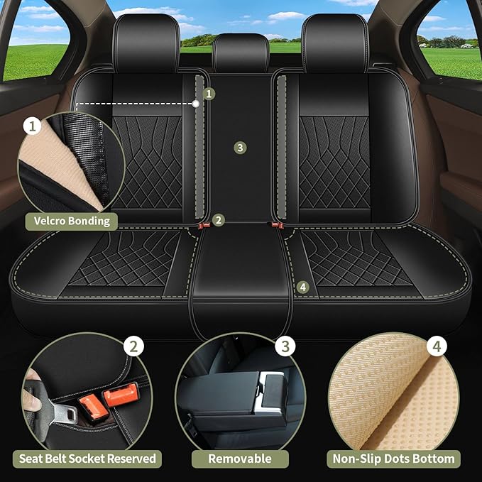 Full Set Seat Covers for Subaru Crosstrek 2016-2025 2026: Breathable Perforated Leather Seat Cover - for Subaru Crosstrek Accessories -Airbag Compatibility (5 Seats,Black)