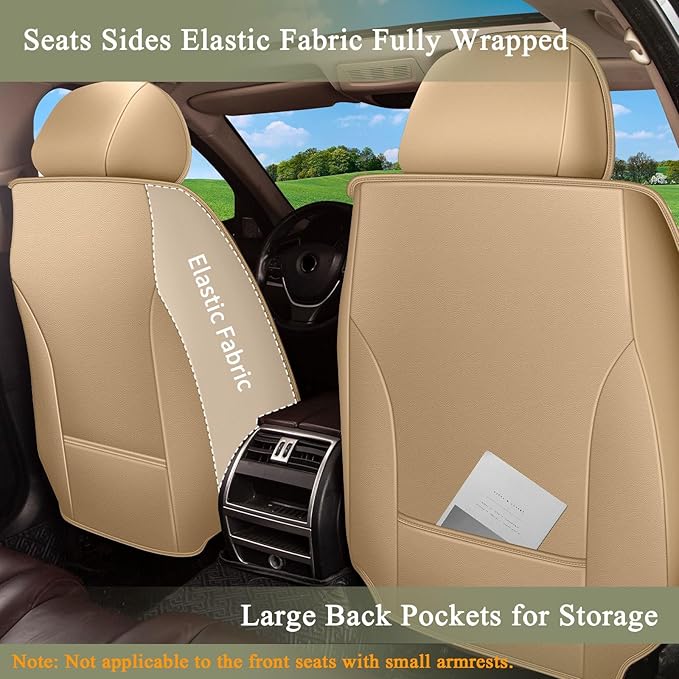 Breathable Car Seat Covers for Nissan Altima 2009-2024 2025 2026, Front Seats, Perforated Leather, Seat Protector, Interior Trim for Nissan Altima Accessories (Beige&Brown)