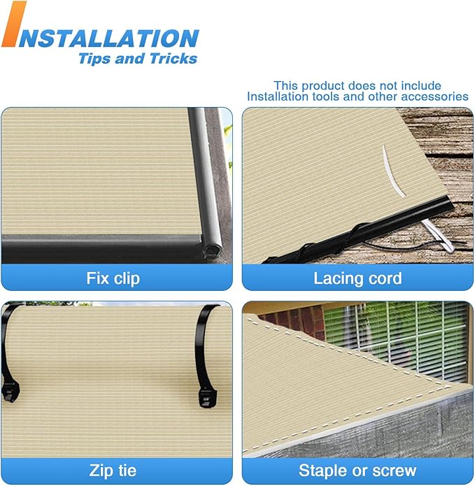 TANG Sun Shade Fabric Roll 8'x133' Shade Cloth for Garden Beige HDPE Mesh Shading Pergola Cover Replacement Canopy, 95% Blockage Sunshades for Outdoor Patio Backyard Plant