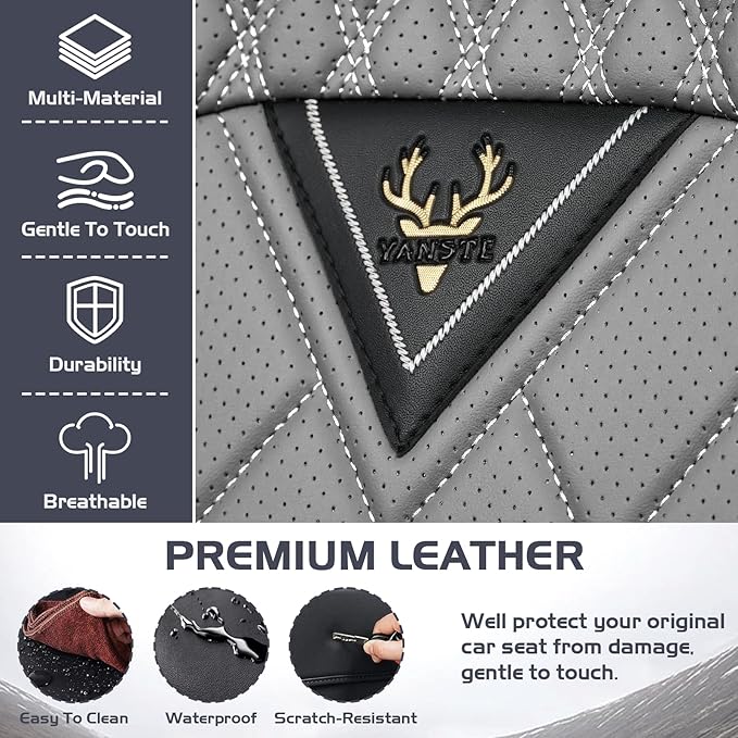 Truck Seat Covers for Ram 2500 2009-2026, Waterproof Premium Leather Full Coverage Car Seat Covers, Muscle Sport Style Auto Interior Seat Cover Sets (Front Set/Black Gray)