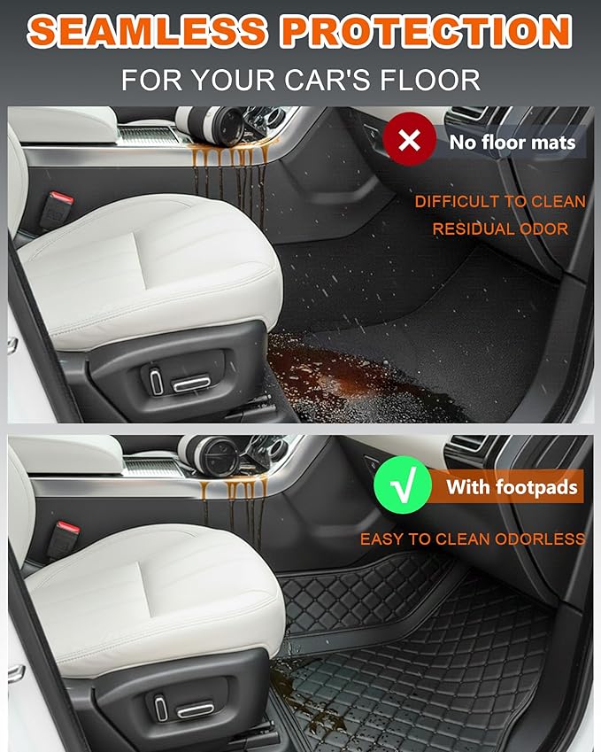 All-Weather car Floor MATS-Suitable for 99% of car Models,Leather car mat, offering Personalized Embroidery and Multiple Color Options,Provide Protection for car Rug (Purple Beige)