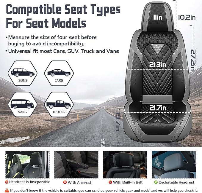 Truck Seat Covers for Ford F350 2011-2026, Waterproof Premium Leather Full Coverage Car Seat Cover, Muscle Sport Style Auto Interior Seat Cover Sets (Full Set/Gray Black)