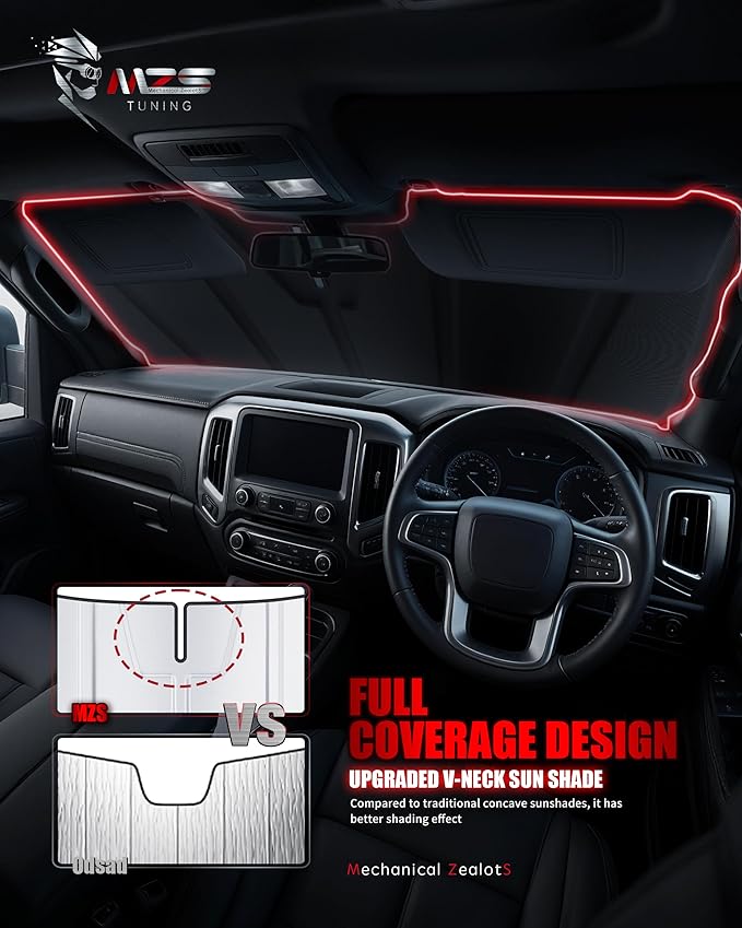 MZS Windshield Sun Shade Compatible with GX460 2010-2023, Foldable Car Sun Shade Shield with Storage Pouch, Front Window Visor Sunshade Accessories for Interior Protector