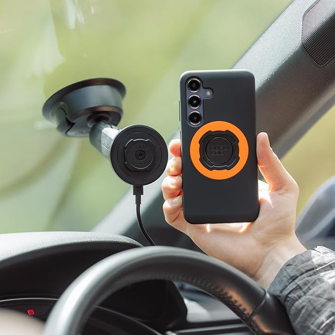 Quad Lock Heavy Duty Suction Car Phone Mount with MAG Phone Case and MAG Wireless Charging Head for iPhone 17 Pro Max