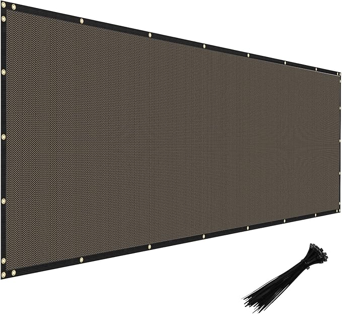 Windscreen4less Privacy Fence Screen Heavy Duty Windscreen Fencing Mesh Fabric Shade Net Cover with Brass Grommtes for Outdoor Wall Garden Yard Pool Deck, 8'x256' Brown