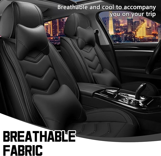 CTDS Car Seat Covers for Nissan Pathfinder 2000-2026, Stylish Sport Seat Cover, Premium Nappa Leather Car Seat Cover. Automobile Seat Covers Sets.(Luxury 2 Seats/Pure Black)