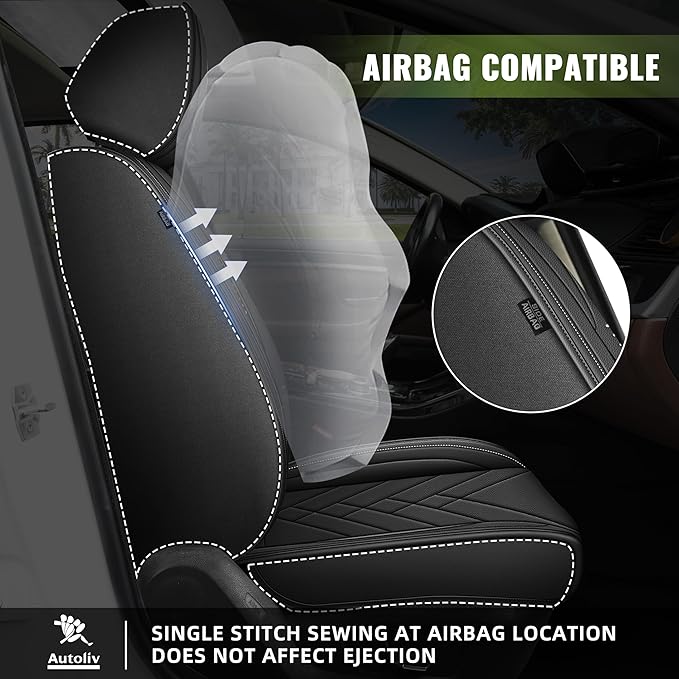 AOMSAZTO Car Seat Covers Full Set Fit for Nissan Rogue 2010-2025 2026 Waterproof Faux Leather Car Seat Cushions Automotive 5 Seat Covers Set（Black）