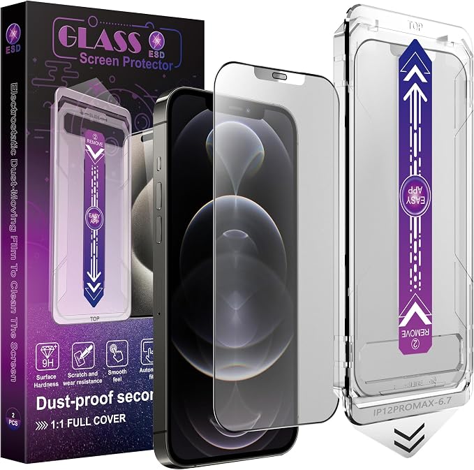 2 Pack Matte Screen Protector for iPhone 12 Pro Max, 9H Tempered Glass