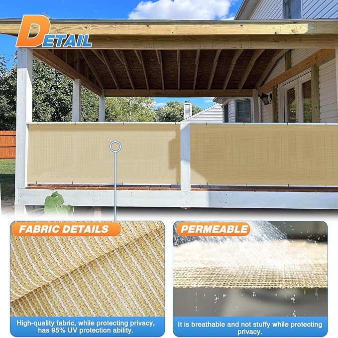 TANG Sun Shade Fabric Roll 8'x64' Shade Cloth for Garden Beige HDPE Mesh Shading Pergola Cover Replacement Canopy, 95% Blockage Sunshades for Outdoor Patio Backyard Plant