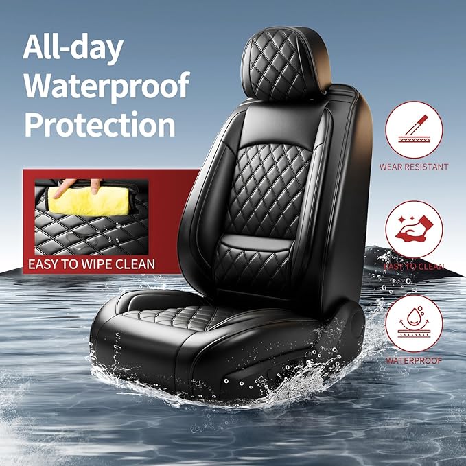 Fit for Santa Cruz Seat Covers Compatible with Hyundai Santa Cruz 2022-2026 - Waterproof Breathable Leather Automotive Seat Cushions Protector,Airbag Compatible,Full Set 5 Seats(Black)