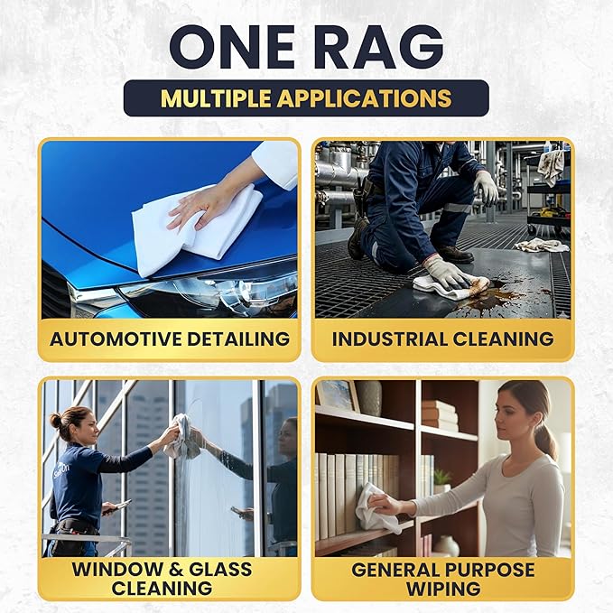 Premium New White Cotton Knit T-Shirt Rags (25 lbs. Box of Rags) - Lint-Free, Soft & Absorbent Cleaning Cloths for Auto, Paint, Garage, Staining & Polishing