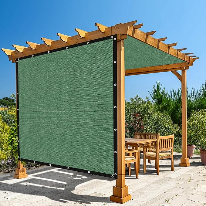 Amagenix 90% Pergola Shade Cover 4' X 7' Sun Shade Cloth with Grommets for Outdoor Garden Patio Porch, Commercial Grade 200 GSM - Cable Zip Ties Included (We Customized) GN108, Green