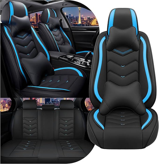 CTDS Car Seat Covers for Nissan Altima 2001-2026, Stylish Sport Seat Cover, Premium Nappa Leather Car Seat Cover. Automobile Seat Covers Sets.(Luxury 5 Seats/Black Blue)