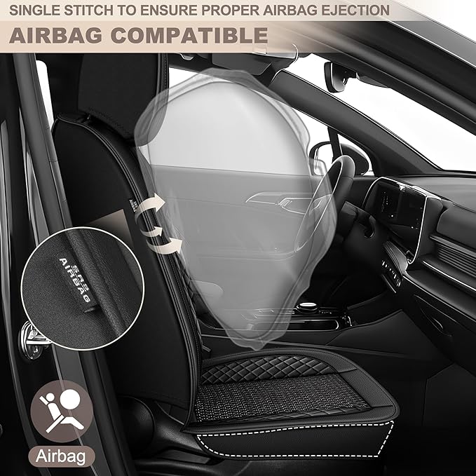 TTX LIGHTING for Nissan Pathfinder 2011-2026 Car Seat Covers, Breathable Ice Silk & Leather Seat Protector, Cool & Anti-Sweat for Long Driving, Airbag Compatible, 2 Front Seats (Black)