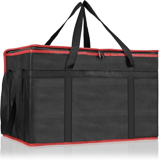 PEASUG Insulated Bags for Food Delivery, XXXL Pizza Delivery Bags, Large Capacity Cooler Bag Keep Food Warm for Grocery Shopping and Catering, Foldable, Heavy-Duty (Red)