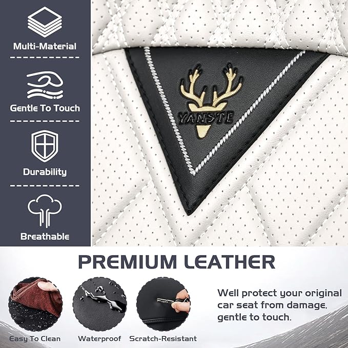 Truck Seat Covers for Toyota Tacoma 2006-2026, Waterproof Premium Leather Full Coverage Car Seat Cover, Muscle Sport Style Auto Interior Seat Cover Sets (Full Set/Black White)