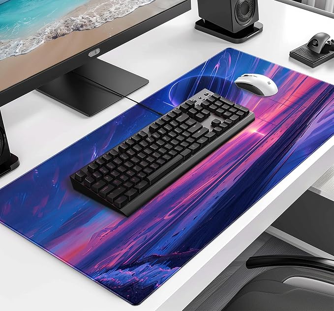 Anime Landscape Mouse Pad, Oversized Gaming Desk Pad, Space Planet Computer