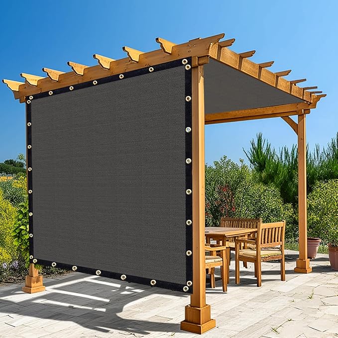 Amagenix 90% Pergola Shade Cover 6'X 13' Dark Gray Sun Shade Cloth with Grommets for Outdoor Garden Patio Porch-Commercial Grade 200 GSM-Cable Zip Ties Included (We Customized)