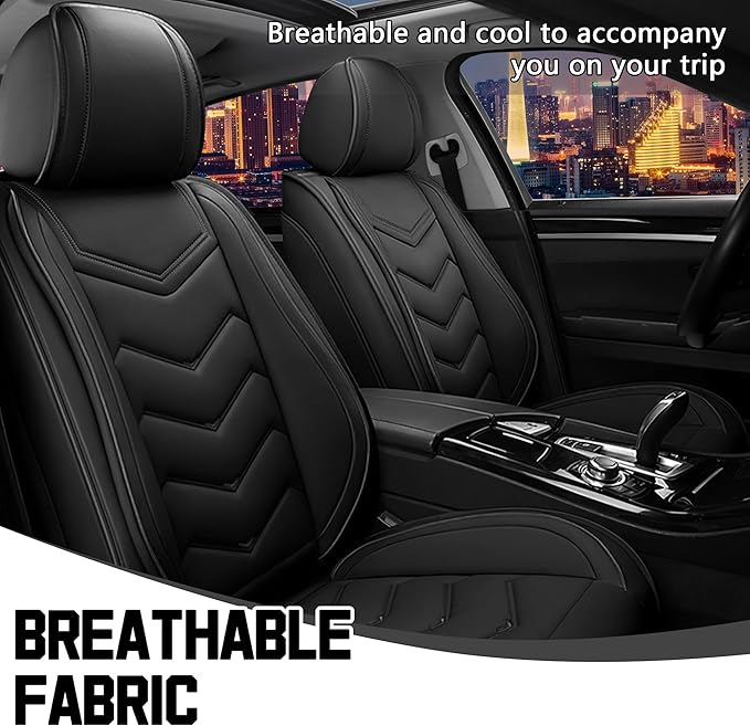 CTDS Car Seat Covers for Chevy Equinox 2005-2026, Stylish Sport Seat Cover, Premium Nappa Leather Car Seat Cover. Automobile Seat Covers Sets.(Standard 2 Seats/Pure Black)