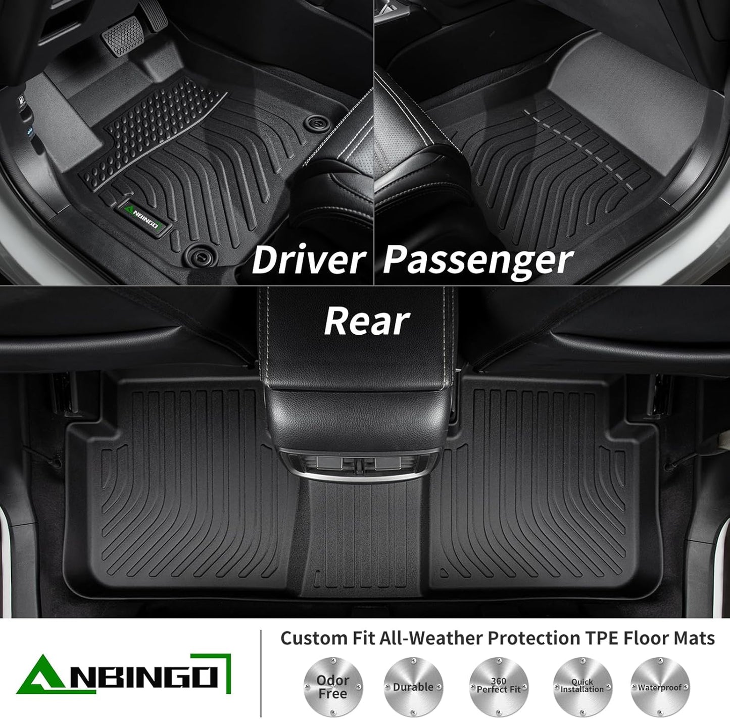 ANBINGO®-Floor Mats for Toyota Corolla 2008-2013, Corolla All Weather Car Mat, Corolla Floor Liner, TPE Rubber Liners for Corolla Accessories