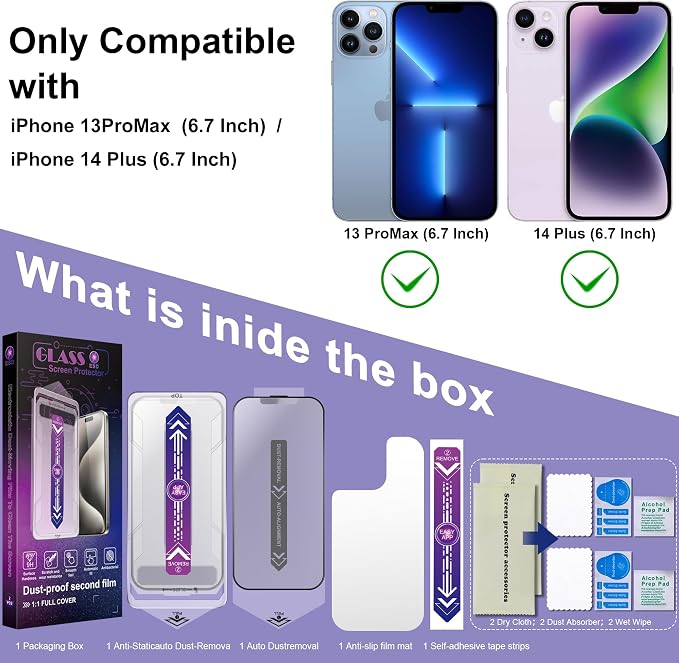 2 Pack Matte Screen Protector for iPhone 13 Pro Max/iPhone 14 Plus, 9H Tempered