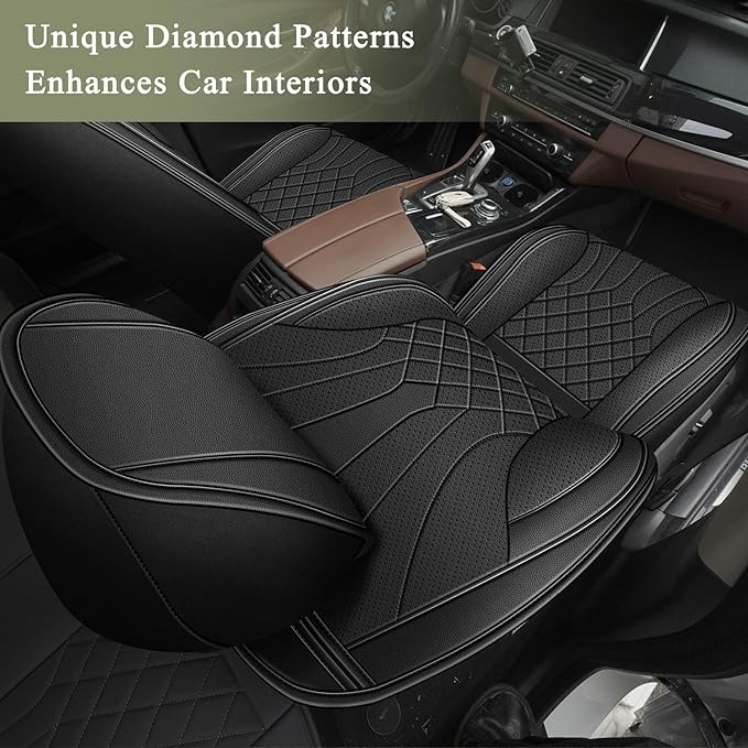 Full Set Car Seat Covers for Toyota Highlander 2008-2025 2026: Breathable Perforated Leather Seat Cover (Black)