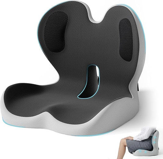 Ergonomic Seat Cushion,Office Chair Cushion with Lumbar Support Pillow,Car Orthopedic Seat Cushions,Designed for Sciatica,Tailbone,Back Pain Relief,for Office,Car,Truck,Home,Desk Chair