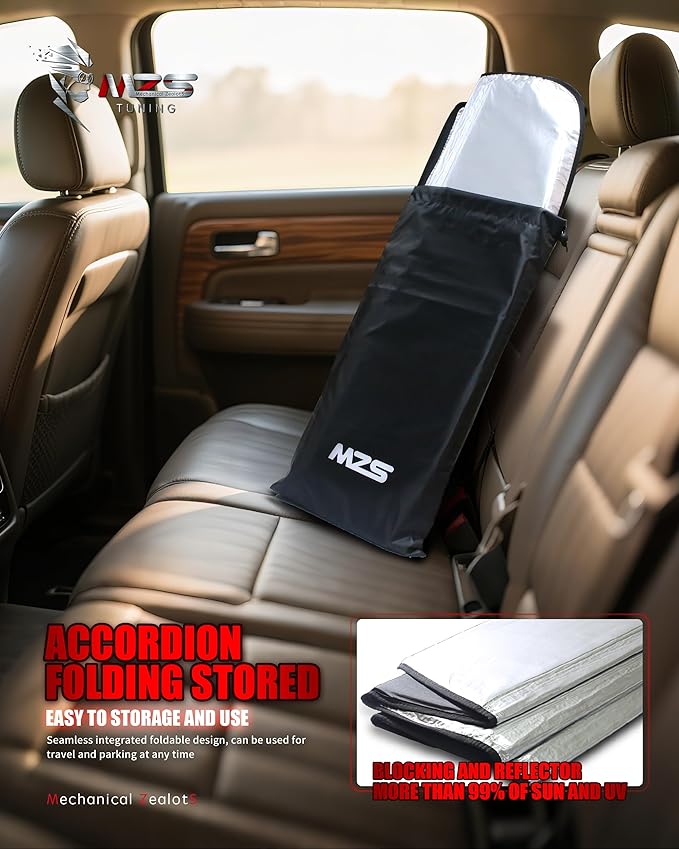 MZS Windshield Sun Shade Compatible with RAV4 2019-2026 / RAV4 Prime 2021-2026, Foldable SUV Front Window Sunshade with Storage Pouch, Sun Visor Shield Accessories for Interior Protector