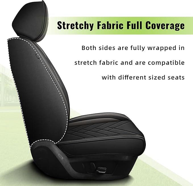 AOMSAZTO Car Seat Cover for Chevrolet Chevy Trailblazer 2021-2024 2025 2026 Front Set: Waterproof Faux Leather Car Seat Protector - Interior Seat Covers Decoration Refresh Accessories - Black&Grey