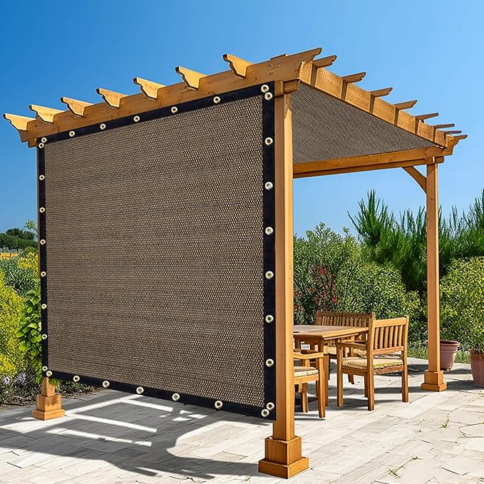 Amagenix 90% Shade Fabric 5'X 20' Mocha Sun Shade Cloth with Grommets for Pergola Replacement Shade Cover Canopy, Heavy Duty, Cable Zip Ties Included (We Customized)