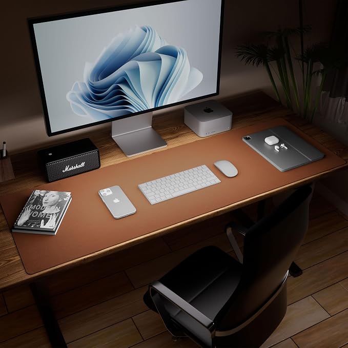 Aothia Leather Desk Pad Protector, Office Mat, Large Mouse Pad, Laptop Desk Pad
