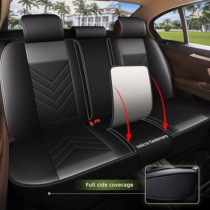 AOMSAZTO Car Seat Covers Fit for Kia Soul 2010-2025 2026 Full Set Premium Seat Covers Waterproof Leather Automotive Seat Cushion Protector Compatible with Airbag(5 Seats,Grey)