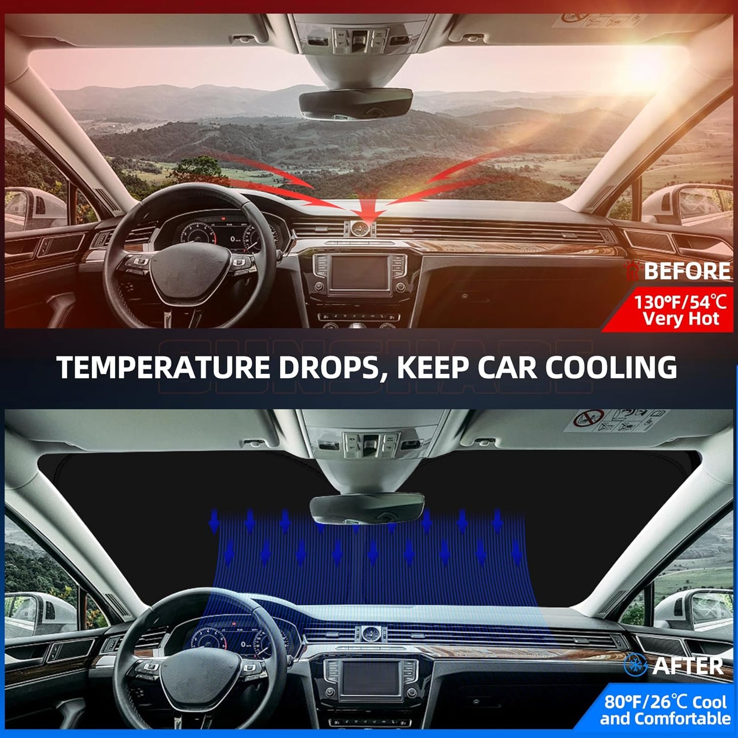 Windshield Sun Shade for Audi Q7 2016-2025 Foldable Sunshade Custom Fit Front Window Car Interior Accessories Protector Blocks UV Rays