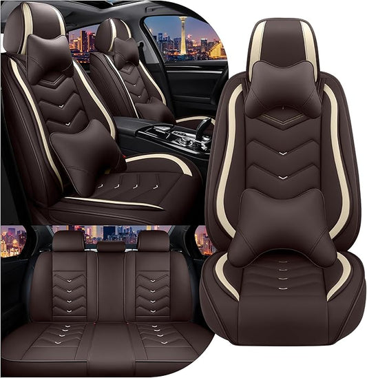 CTDS Car Seat Covers for Chevy Malibu 2000-2026, Stylish Sport Seat Cover, Premium Nappa Leather Car Seat Cover. Automobile Seat Covers Sets.(Luxury 5 Seats/Coffee Color)