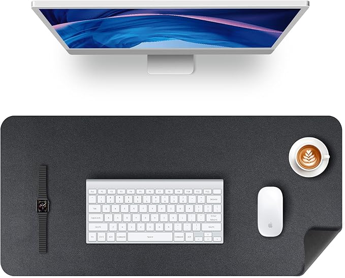 KINGFOM Desk Pad Office Desktop Protecter, PU Leather Desk Mat Blotters