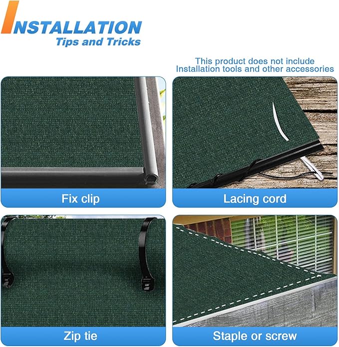 TANG Sun Shade Fabric Roll 8'x17' Shade Cloth for Garden Dark Green HDPE Mesh Shading Pergola Cover Replacement Canopy, 95% Blockage Sunshades for Outdoor Patio Backyard Plant
